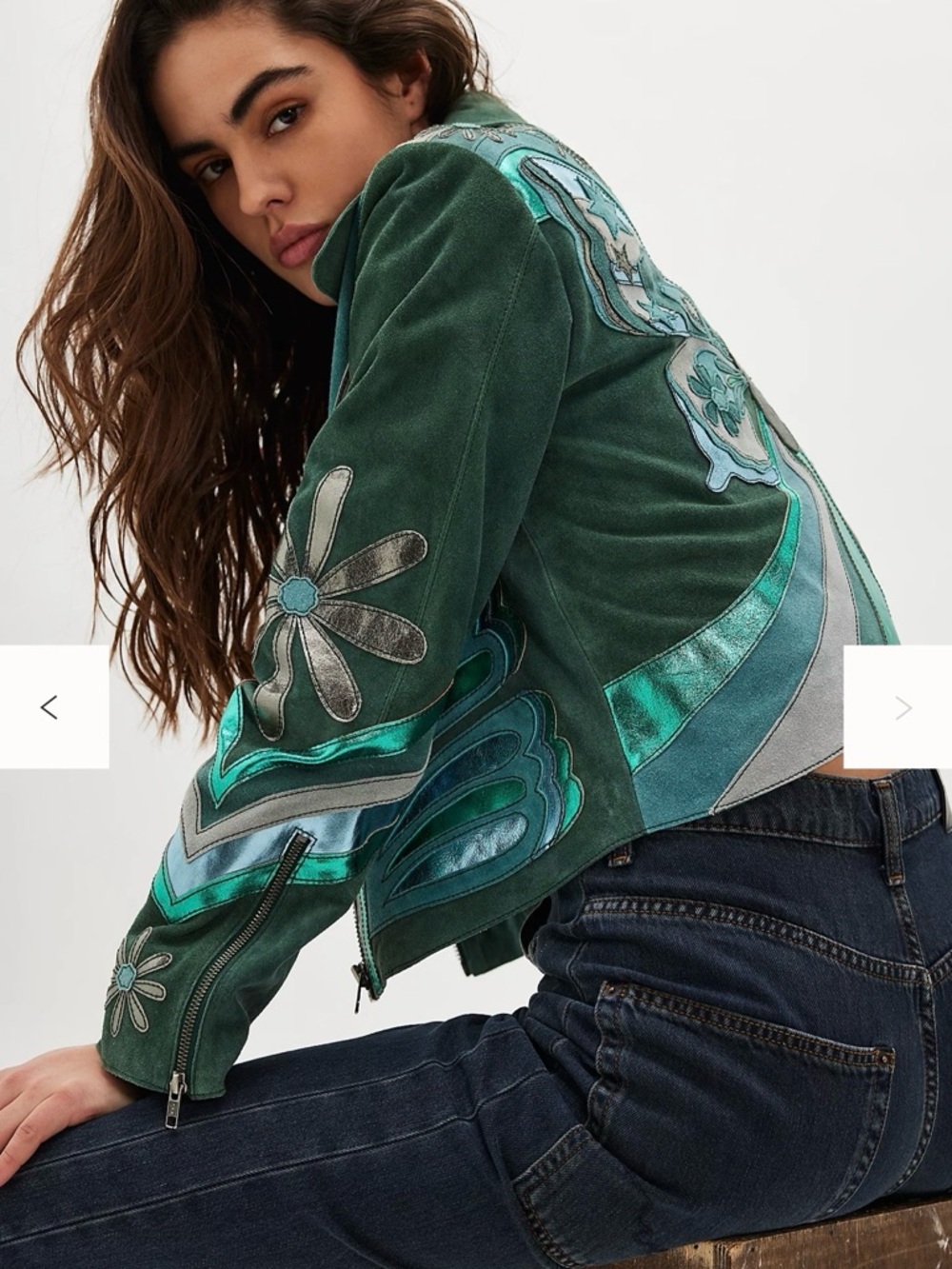 Free People Monarch Magic Suede Embroidered Jacket
